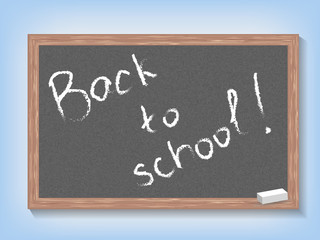 Fototapeta premium Wooden frame and slate with Inscription Back to school. Vector illustration