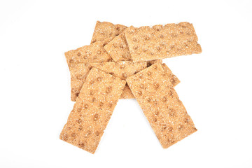 The healthy bread crisp isolated on white background