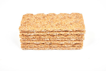The healthy bread crisp isolated on white background