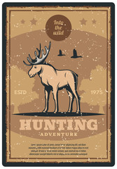 Hunting retro poster for hunter sport club design