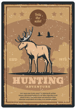 Hunting retro poster for hunter sport club design