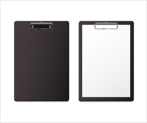 Realistic clipboard set. Vector empty clipboard and clipboard with paper. 