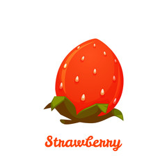 Sweet strawberry on transparent background. Vector flat illustration.