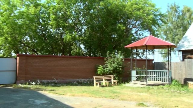Yard of museum of Remembrance of Representatives of Russian Imperial House. Building, which contained relatives of Nicholas II before their execution. Outdoor School in Alapaevsk.