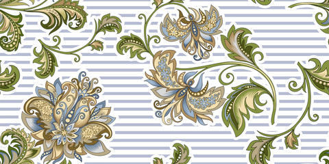 seamless vintage pattern with  decorative gold  flowers  - 217821981