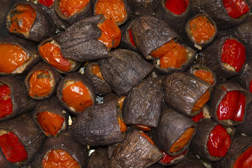 Turkish cuisine - DOLMA - rice stuffed sundried red pepperes, tomatoes and eggplant