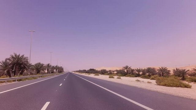 Road from Oasis Liwa to the Abu Dhabi stock footage video
