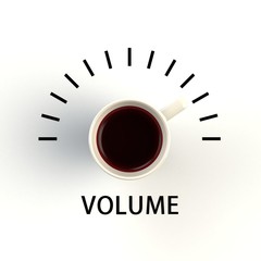 Top view of a cup of coffee in the form of volume control isolated on white background, Coffee concept illustration, 3d rendering