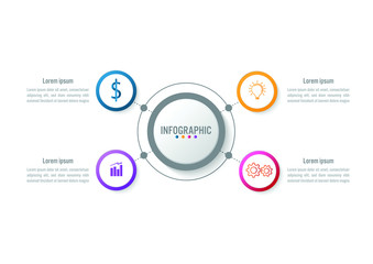 Business infographic template with 4 options circular shape, Abstract elements diagram or processes and business flat icon, Vector business template for presentation.Creative concept for infographic.