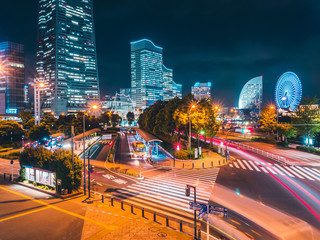 Beautiful Yokohama skyline city in japan