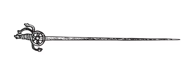 Foto op Plexiglas French sword (rapier), hand drawn doodle sketch, isolated vector outline illustration © ArtoPhotoDesigno