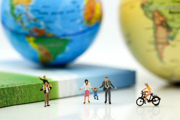 Miniature people : Family and children in park using for concept Stepfamily Day