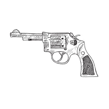 recommend clip art: Smith & Wesson, hand drawn doodle sketch, isolated vector outline illustration