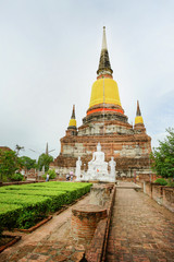 Ancient pagoda and the Buddha image in Wat Yai Chai Mongkhon