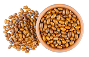 Haricot bean in bowl  isolated on white background