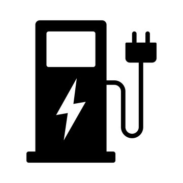 Electric vehicle charging station or EV charge point for electric vehicles / cars flat vector icon for apps and websites