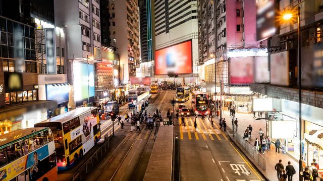 Time lapse of city at hong kong night, 4k resolution.