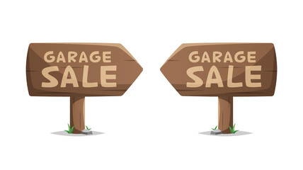 Garage sale wooden sign vector