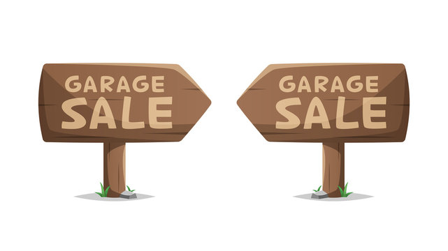 Garage Sale Wooden Sign Vector