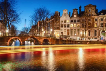 Keuken spatwand met foto The bridges over the canal Leidse Gracht in the old town of Amsterdam © julia700702