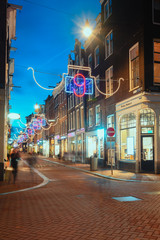 The Christmas decorated Hartenstraat in the old town of Amsterdam