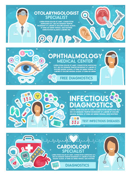 Cardiology, ENT and infectious medicine banner
