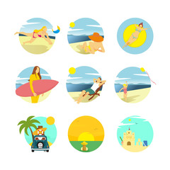 Summer Activity Scenery Illustration Design Template Set