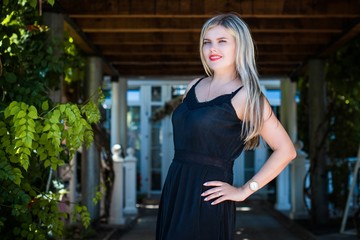 Outdoor portrait of a beautiful middle aged blonde woman. attractive lady and her lifestyle after 35 years 