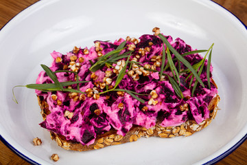 Bruschetta with beetroot