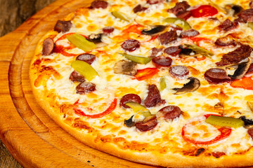 Pizza with sausages