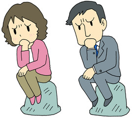 考える人　男女