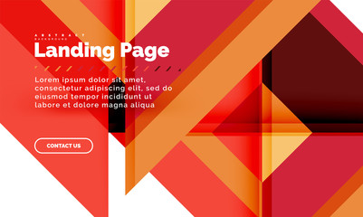 Square shape geometric abstract background, landing page web design template