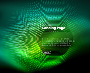 Neon glowing techno hexagon shape lines, hi-tech futuristic abstract background, landing page template