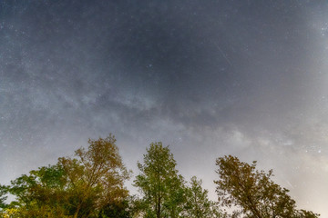 Fototapeta na wymiar Perseids meteor showers. Shooting stars on the night summer sky