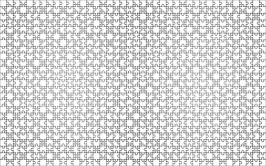 1000 white puzzles pieces arranged in a 25x40 rectangle shape. Jigsaw Puzzle template ready for print. Cutting guidelines on white - 217829959