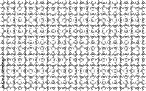 1000 white puzzles pieces arranged in a 25x40 rectangle shape jigsaw puzzle template ready for print cutting guidelines on white art wall mural a evgeniybobrov