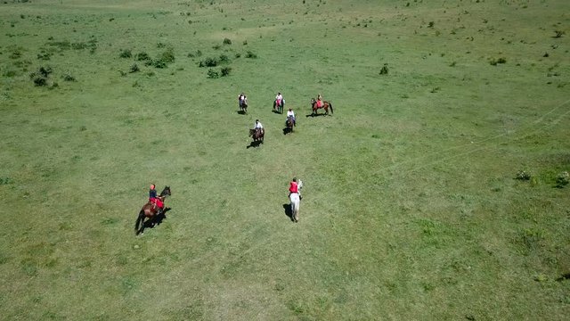 Aerial View. The Ukrainian Cossack Host. Medieval Reenactment
