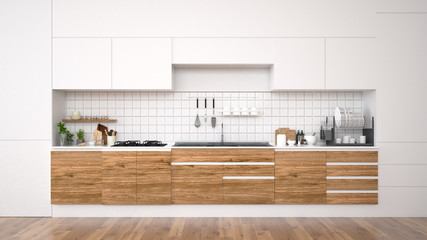 Modern kitchen interior.3d rendering - 217830505