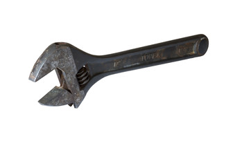 Adjustable wrench on a isolated white background.