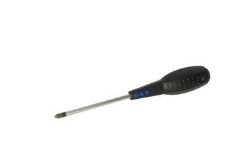 Isolated image of cross screwdriver.Crosshead screwdriver on white background. Rare reliable tool.