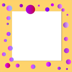 Simply mockup with white frame and color gradient geometric figures. Empty copy space for your text and design