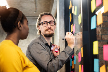 Business people brainstorming and sharing new ideas.