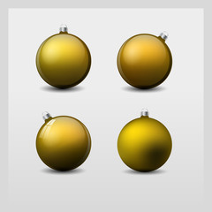 Vector set of Christmas balls in golden tones