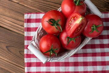 tomatoes on wooden background
