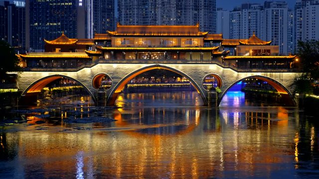 Anshun bridge at night, sichuan , China