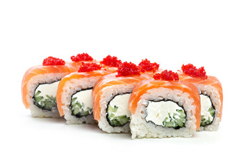 sushi roll isolated on white background.