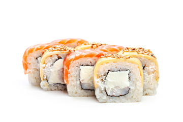 sushi roll isolated on white background.