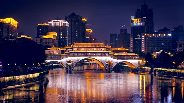 Anshun bridge at night, sichuan , China