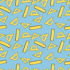 Back to school pattern in cartoon style. Hand drawn illustration. Great for card, poster, print