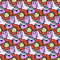 Funny doodle monsters seamless pattern for prints, designs and coloring books